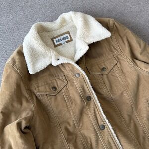 VTG‎ Marvin Richards Jacket Womens Medium Tan Corduroy Fleece Lined Trucker Sz L